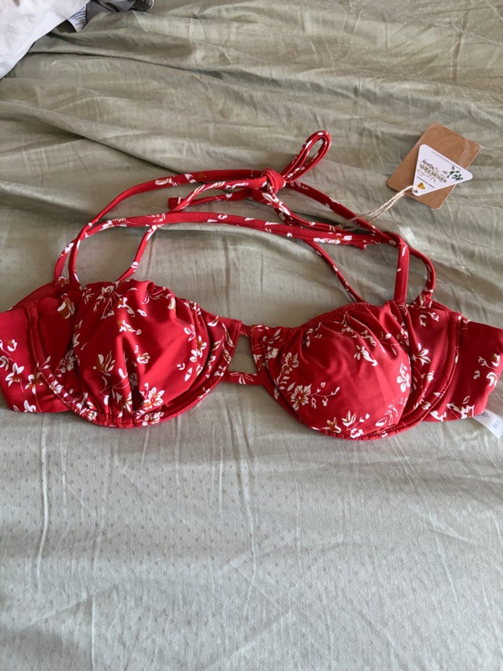 Berlook Red Floral Two-Piece Bikini Set - Small NWT - Picture 4 of 7